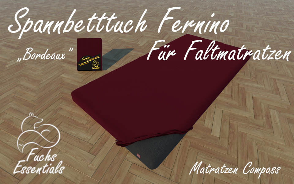 Spannbetttuch 100x180x8 Fernino bordeaux - speziell für Faltmatratzen