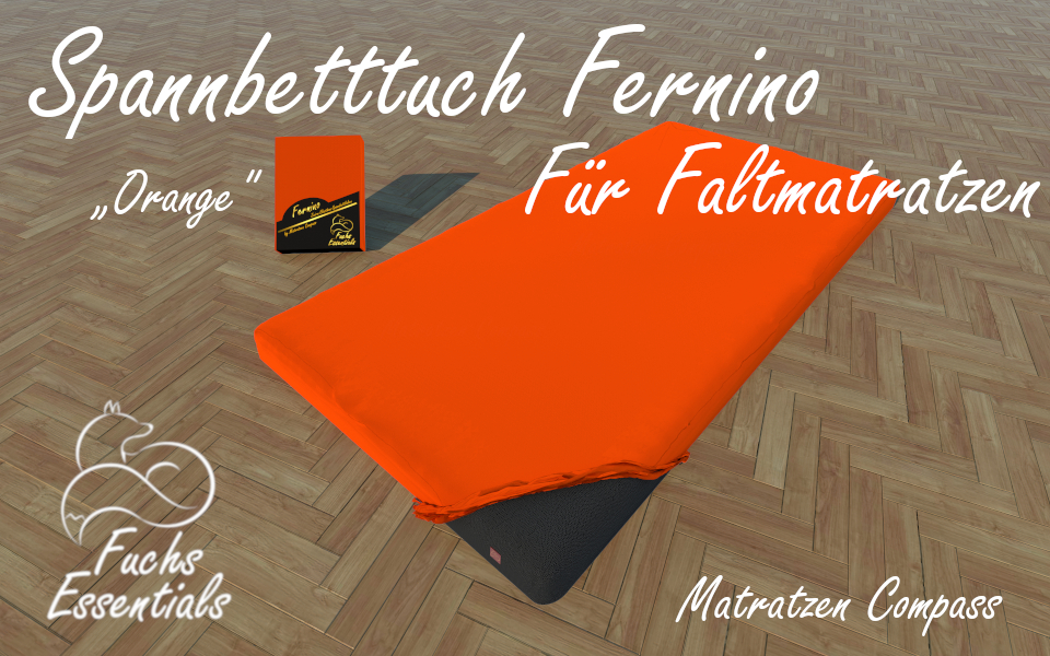 Bettlaken 100x180x11 Fernino orange - speziell für faltbare Matratzen