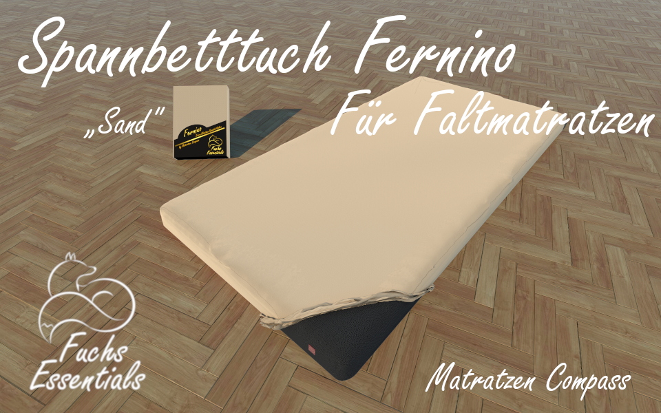 Spannbetttuch 100x200x6 Fernino sand - ideal für klappbare Matratzen