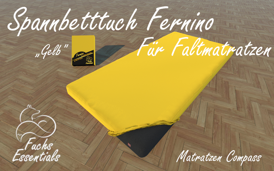 Spannbetttuch 100x200x8 Fernino gelb - sehr gut geeignet für Faltmatratzen