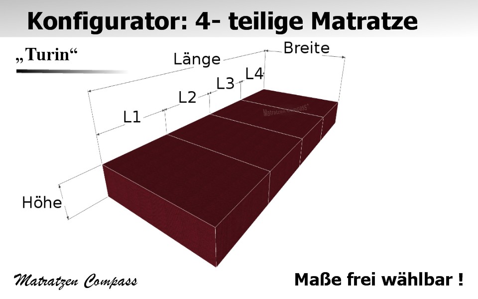 Faltbare Matratze 4 - teilig aus Kaltschaum nach Maß - Turin 4