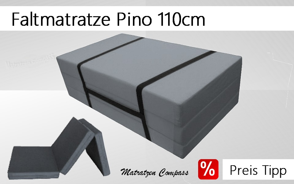 Klappmatratze mit Tragegurt 110x200x10 grau microfaser Pino