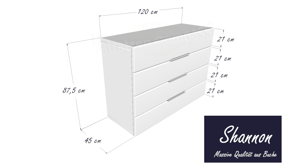 Kommode Shannon in 120x88x45 cm - natürlich nachhaltig