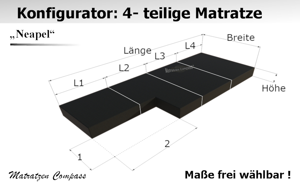 4-teilige Komfortschaum - Klappmatratze nach Maß - Neapel 11