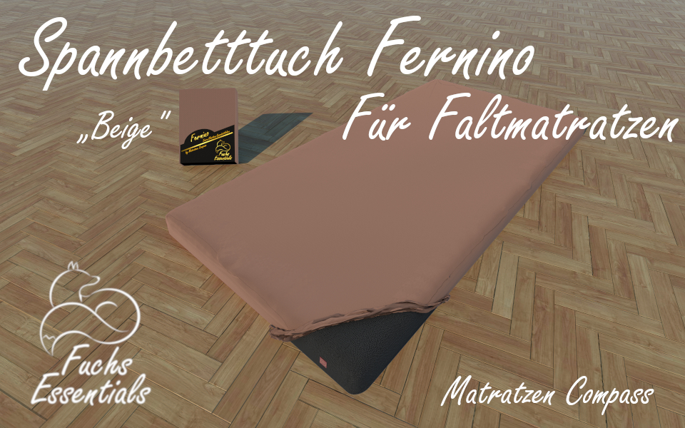 Spannbetttuch 100x200x11 Fernino beige - insbesondere für Koffermatratzen