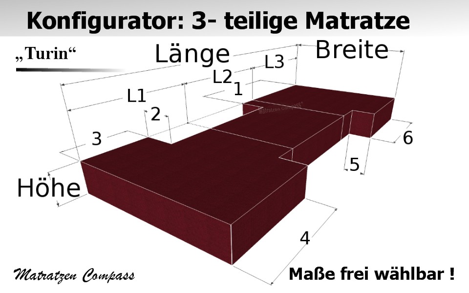 Hochwertige 3 - teilige Klappmatratze nach Maß - Turin 9