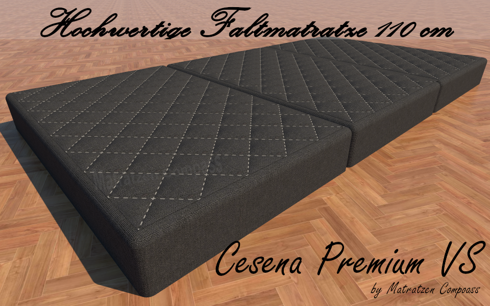 Cesena Premium VS 110 x 190 x 14 cm faltbare Matratze mit Visco - Auflage grau