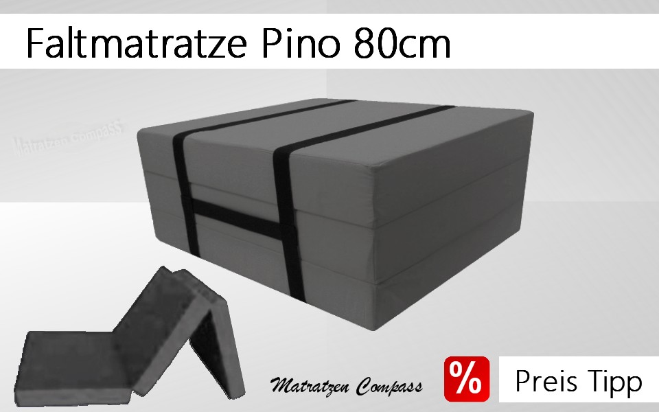 Klappmatratze mit Tragegurt 80x190x10 grau Pino