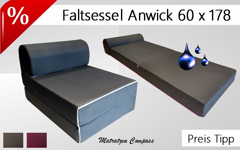 Faltbarer Sessel - und Faltmatratze „Anwick“ Farbe grafit