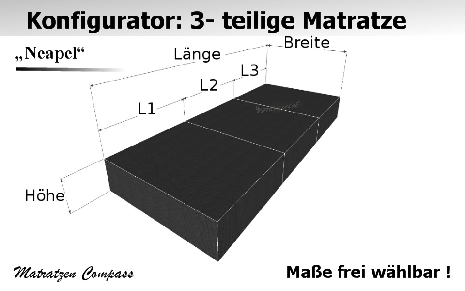 Komfortschaum 3 - teilig - Faltbare Matratze nach Maß - Neapel 3