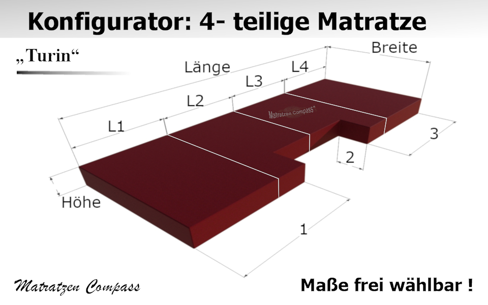 Klappmatratze aus Kaltschaum 4 - teilig nach Maß - Turin 14