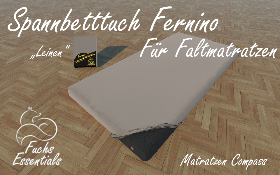 Spannbetttuch 90x200x14 Fernino leinen - insbesondere für Campingmatratzen