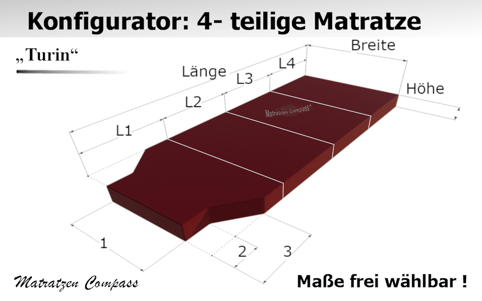 Turin 16 für T5 / T6 usw. - Faltbare Kaltschaummatratze nach Maß