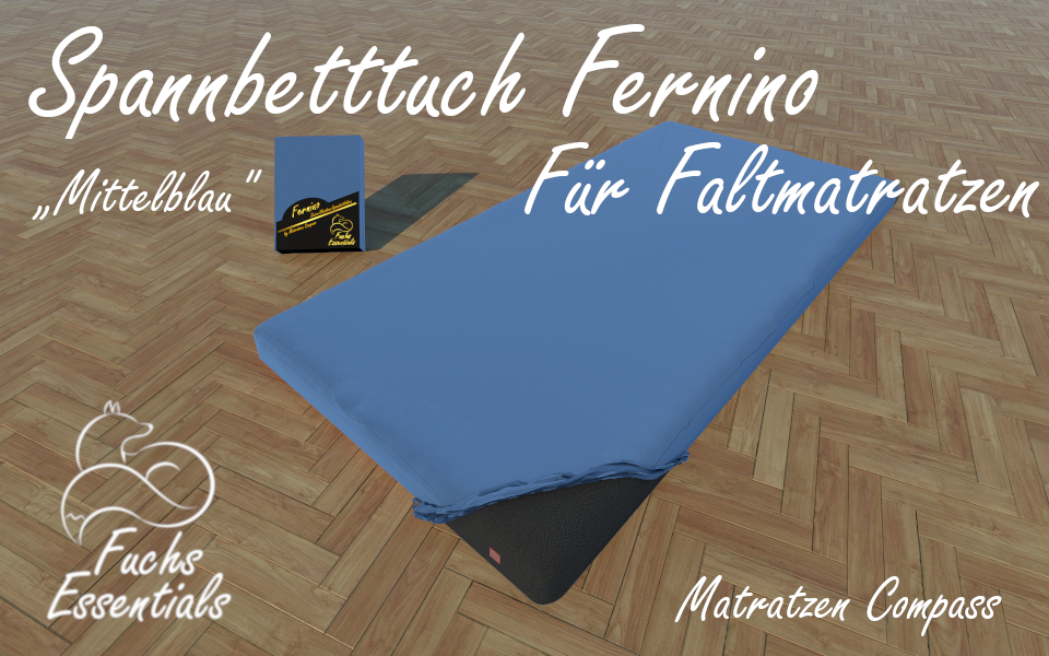 Spannbetttuch 100x200x14 Fernino mittelblau - insbesondere für Faltmatratzen