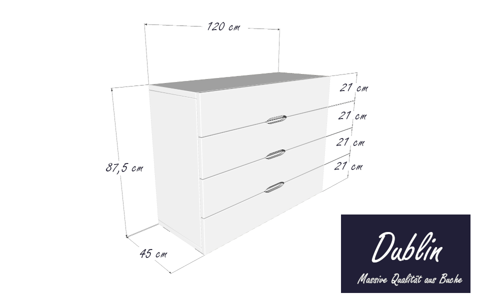 Kommode Dublin Buche 120x88x45 cm - natürlich nachhaltig