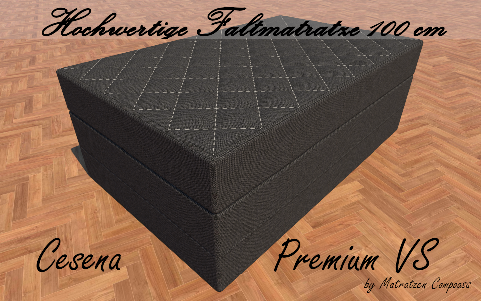 Cesena Premium VS 100 x 190 x 14 cm faltbare Kaltschaummatratze 3-teilig mit Viscoschaum Farbe grau