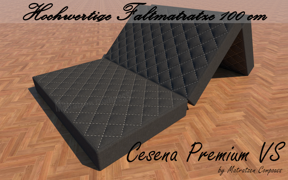 Cesena Premium VS 100 x 190 x 14 cm faltbare Kaltschaummatratze 3-teilig mit Viscoschaum Farbe grau