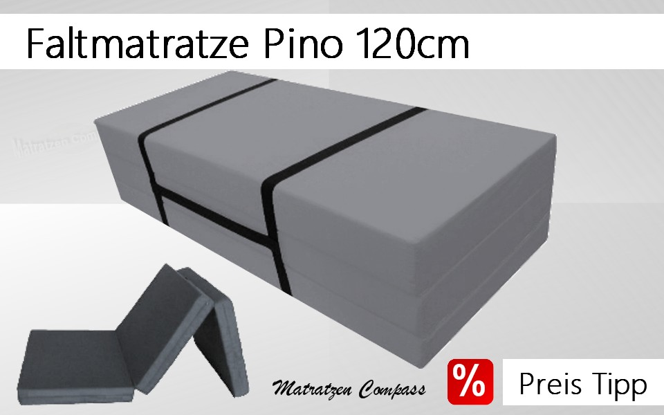 Klappmatratze mit Tragegurt 120x190x10 grau Microfaser Pino