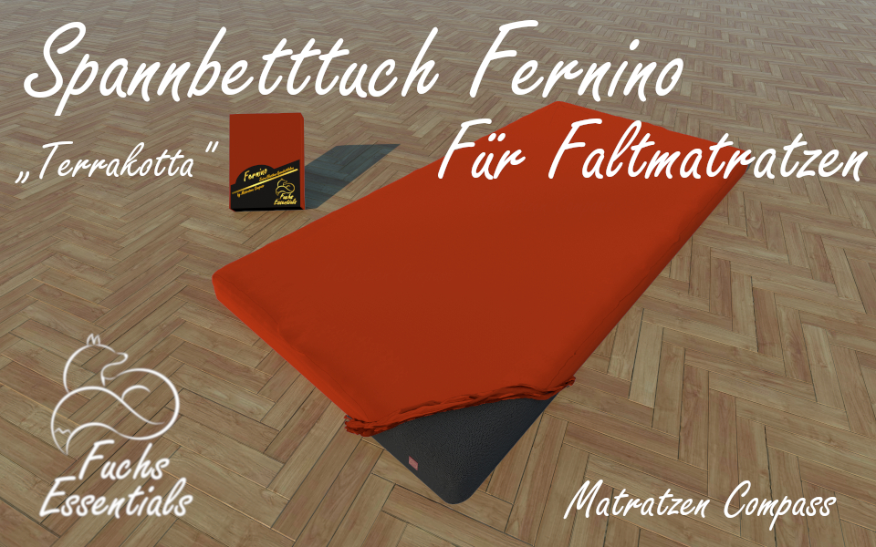 Spannbetttuch 100x180x6 Fernino terrakotta - extra für Koffermatratzen