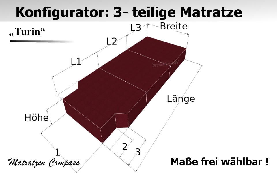 Turin 10 für T5 / T6 usw. - Faltbare Kaltschaummatratze nach Maß