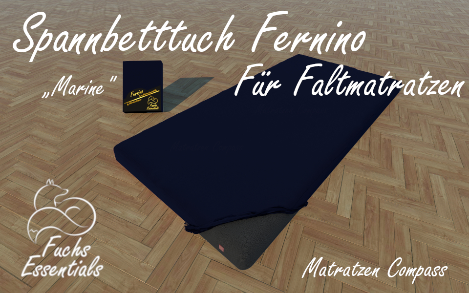 Spannbetttuch 100x200x11 Fernino marine - speziell entwickelt für faltbare Matratzen