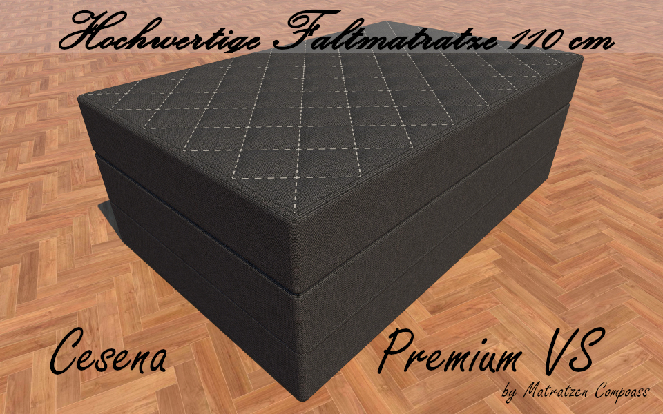 Cesena Premium VS 110 x 190 x 14 cm faltbare Matratze mit Visco - Auflage grau