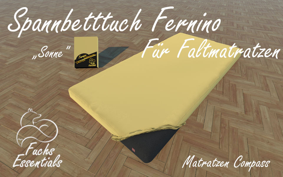 Spannbetttuch 100x180x14 Fernino sonne - speziell entwickelt für Faltmatratzen