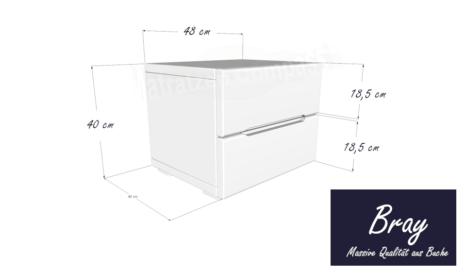 Nachttisch Bray Buche 48x40x39 - Echtholz massiv