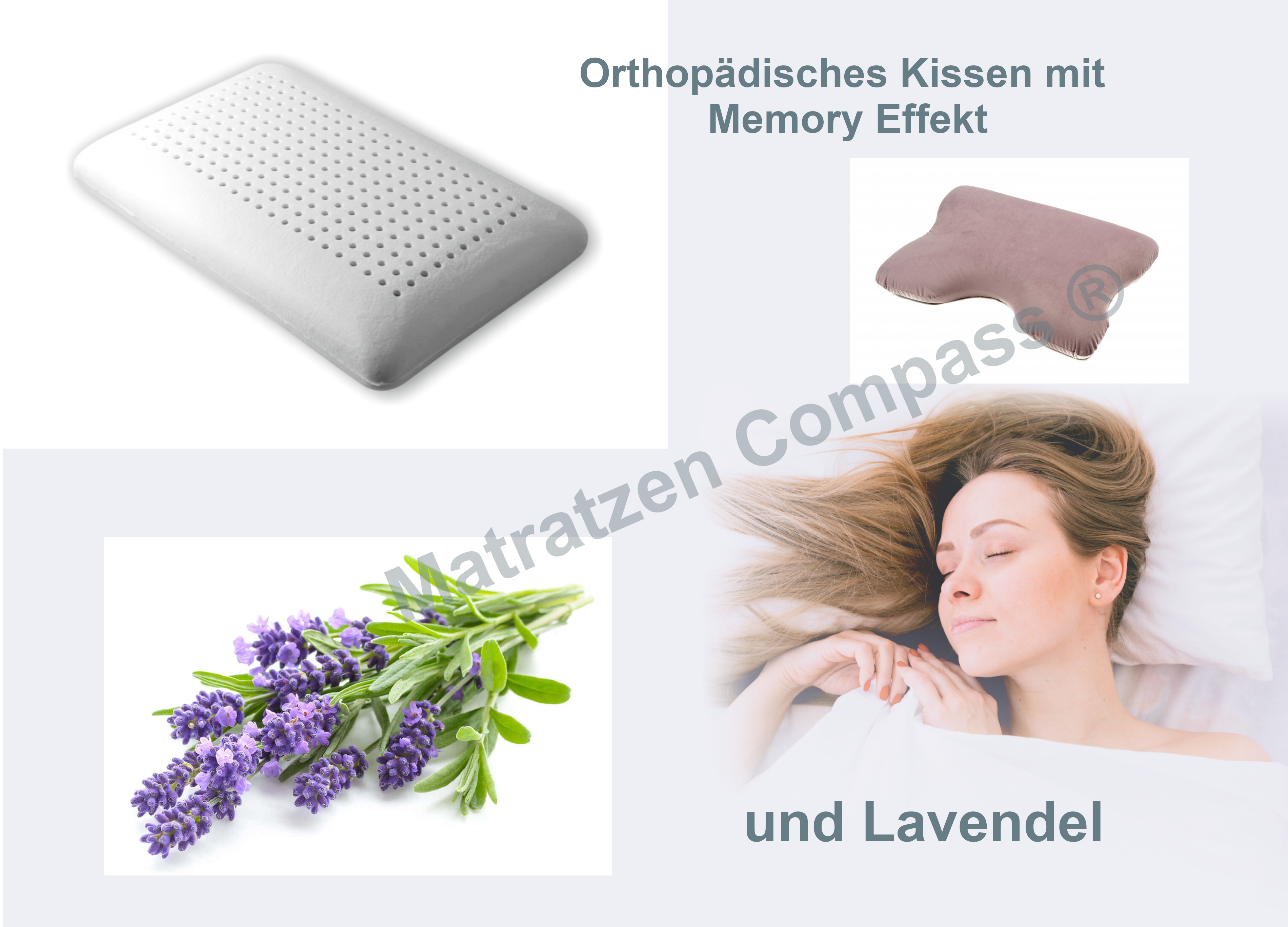 Orthopädisches Kissen mit Memoryeffekt und Lavendel