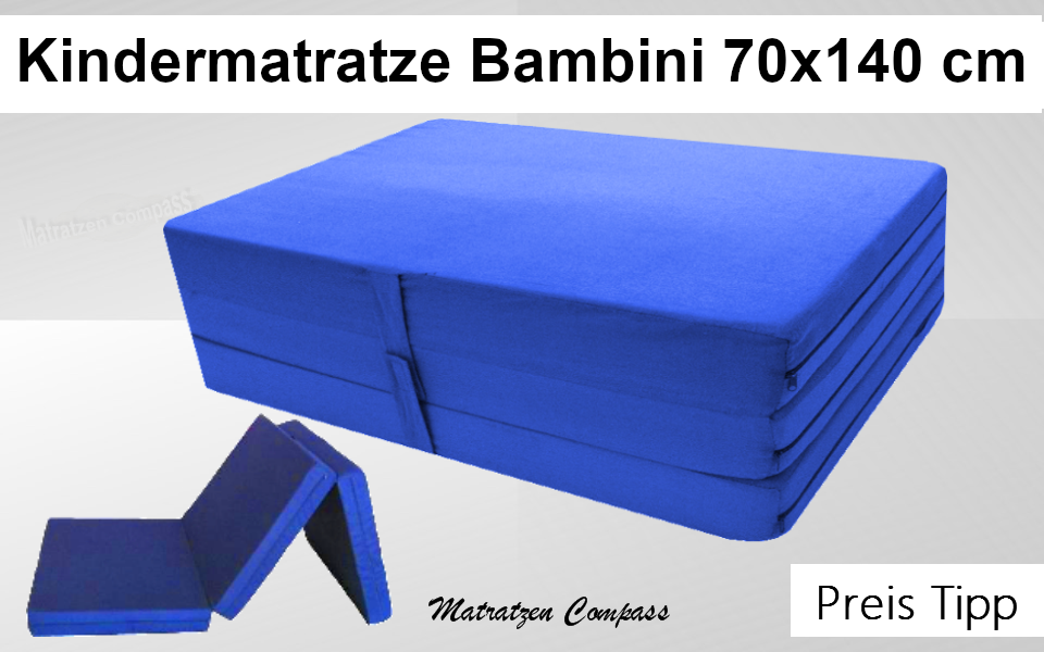 Faltmatratze für Kinder Bambini 70x140x6 blau 3 - teilig