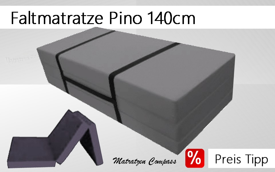 Klappmatratze mit Tragegurt 140x190x10 grau microfaser Pino