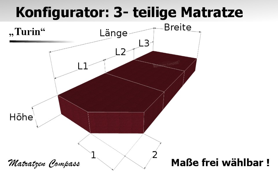 Hochwertige Klappmatratze 3 - teilig nach Maß - Turin 6