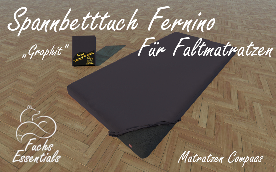 Bettlaken 80x200x14 Fernino graphit - speziell für klappbare Matratzen