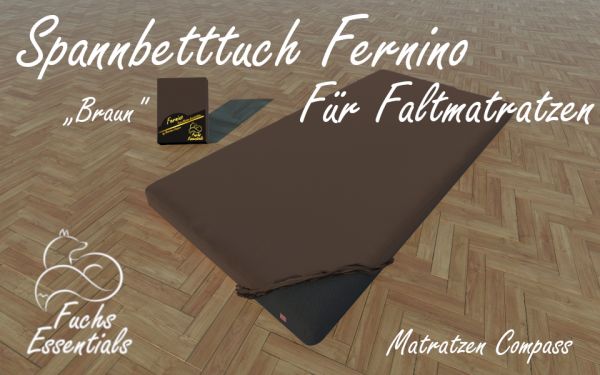Spannbetttuch 100x200x8 Fernino braun - besonders geeignet für Faltmatratzen