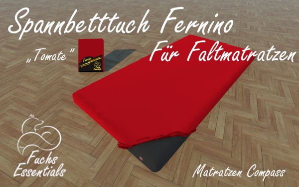 Spannbetttuch 90x190x14 Fernino tomate - insbesondere für Faltmatratzen