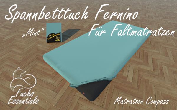 Bettlaken 110x200x14 Fernino mint - insbesondere geeignet für Klappmatratzen